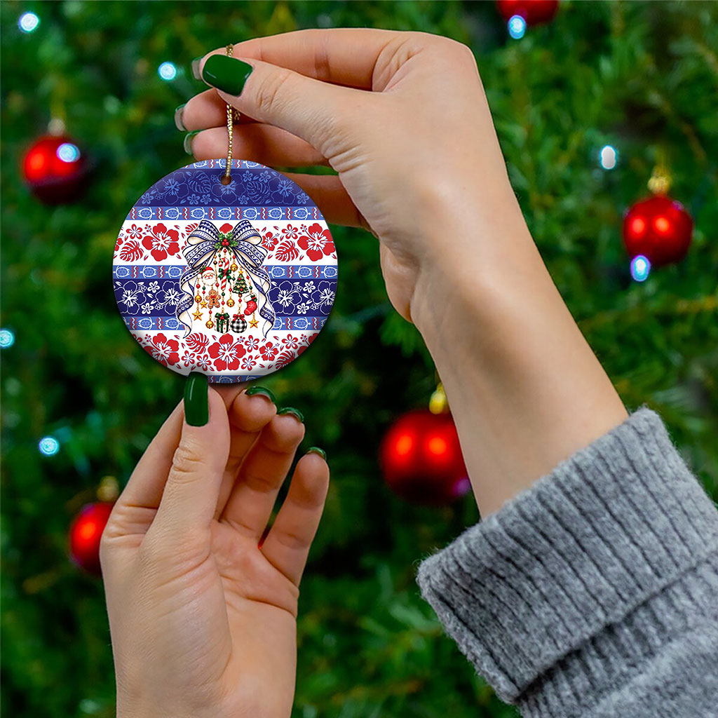 Samoa Tribal Christmas Bow Ceramic Ornament Ia Manuia lava le Kerisimasi LT9 - Polynesian Pride