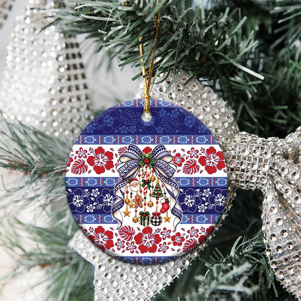 Samoa Tribal Christmas Bow Ceramic Ornament Ia Manuia lava le Kerisimasi LT9 - Polynesian Pride