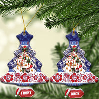 Samoa Tribal Christmas Bow Ceramic Ornament Ia Manuia lava le Kerisimasi LT9 Christmas Tree Blue - Polynesian Pride
