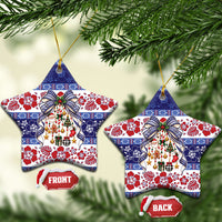 Samoa Tribal Christmas Bow Ceramic Ornament Ia Manuia lava le Kerisimasi LT9 Star Blue - Polynesian Pride