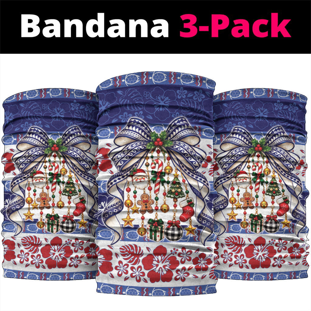 Samoa Tribal Christmas Bow Neck Gaiter Ia Manuia lava le Kerisimasi LT9 package One Size: 25*50cm Blue - Polynesian Pride