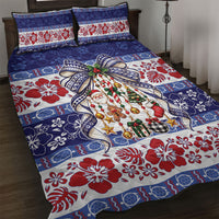 Samoa Tribal Christmas Bow Quilt Bed Set Ia Manuia lava le Kerisimasi LT9 Blue - Polynesian Pride