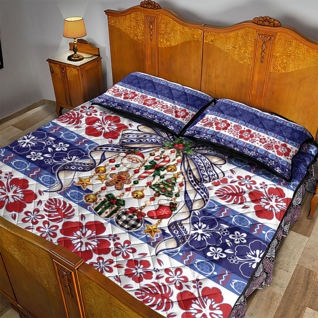 Samoa Tribal Christmas Bow Quilt Bed Set Ia Manuia lava le Kerisimasi LT9 - Polynesian Pride