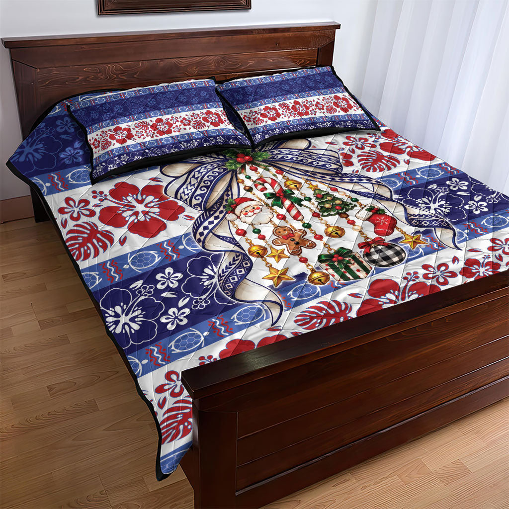 Samoa Tribal Christmas Bow Quilt Bed Set Ia Manuia lava le Kerisimasi LT9 - Polynesian Pride