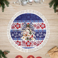 Samoa Tribal Christmas Bow Tree Skirt Ia Manuia lava le Kerisimasi LT9 Fringed Blue - Polynesian Pride
