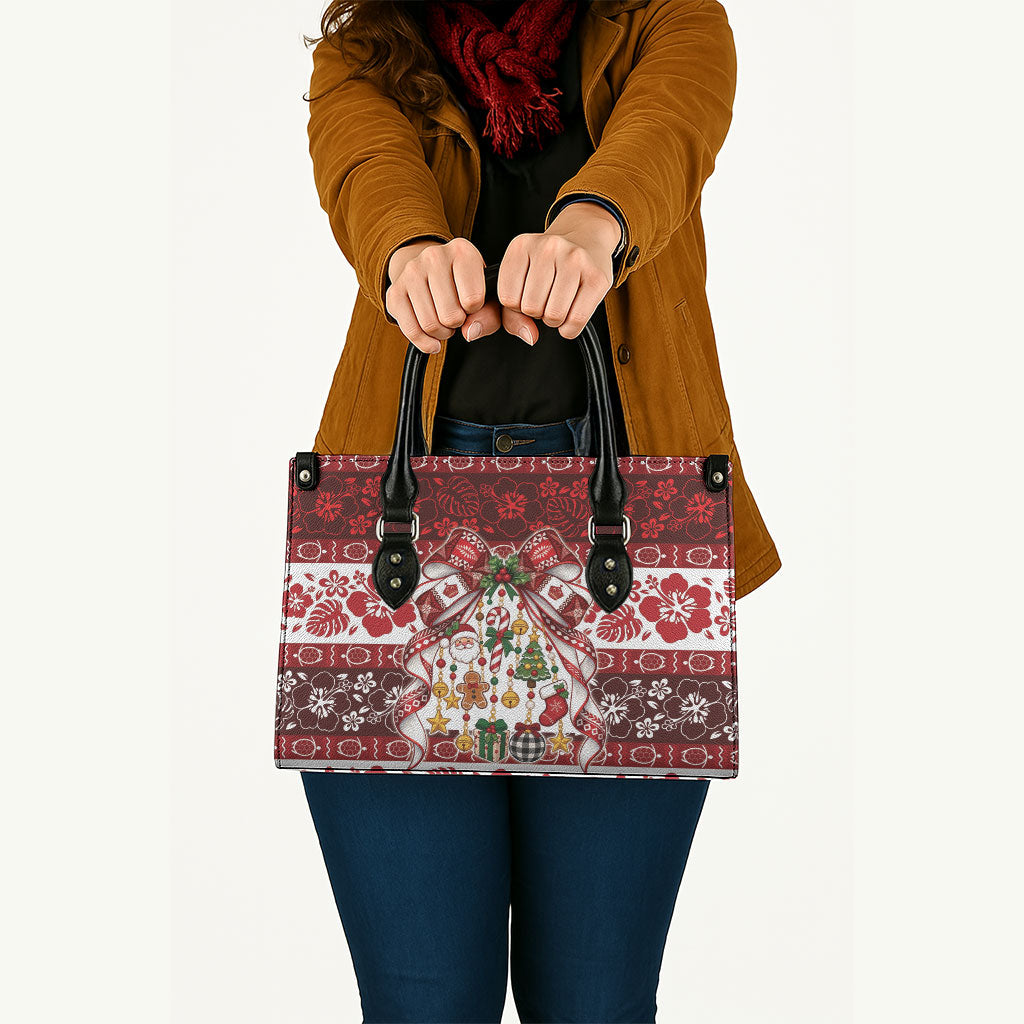 Tonga Ngatu Christmas Bow Leather Bag Kilisimasi Fiefia Red Style LT9 - Polynesian Pride