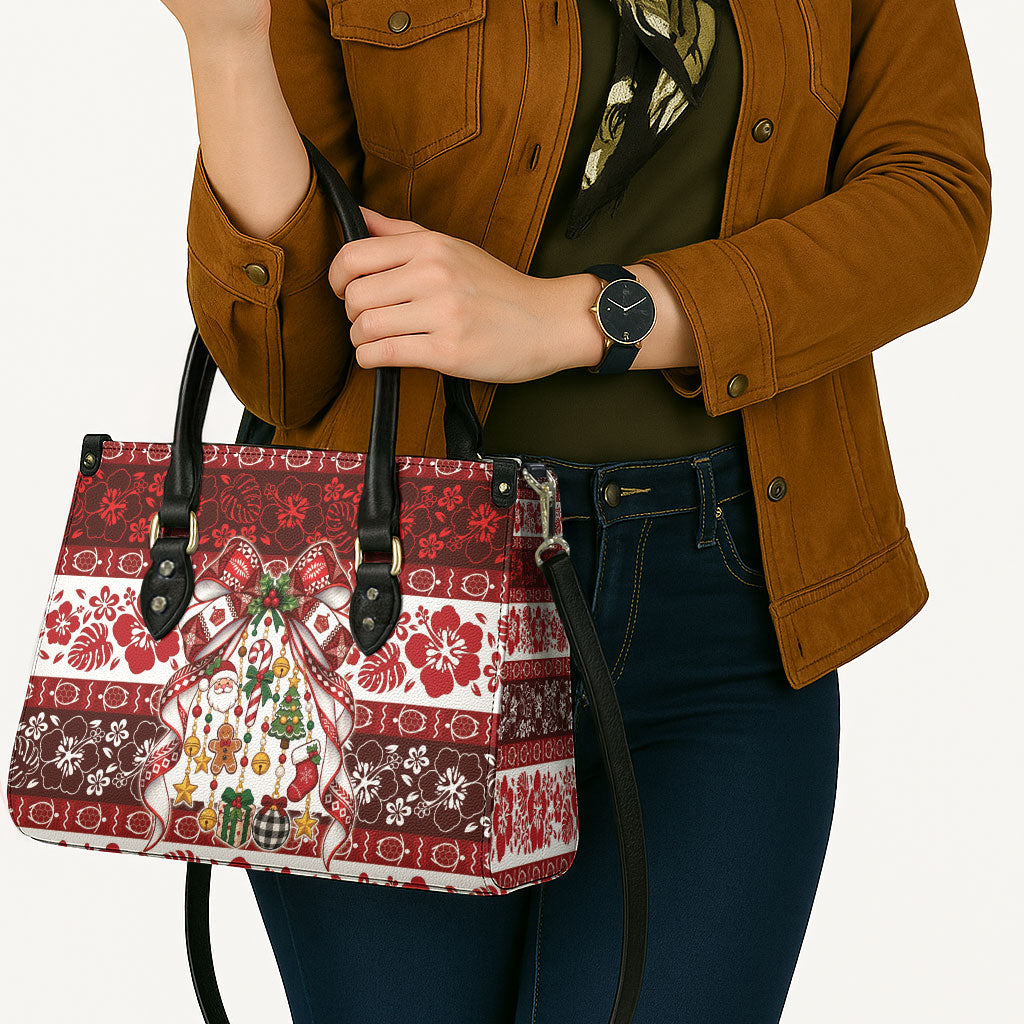Tonga Ngatu Christmas Bow Leather Bag Kilisimasi Fiefia Red Style LT9 - Polynesian Pride