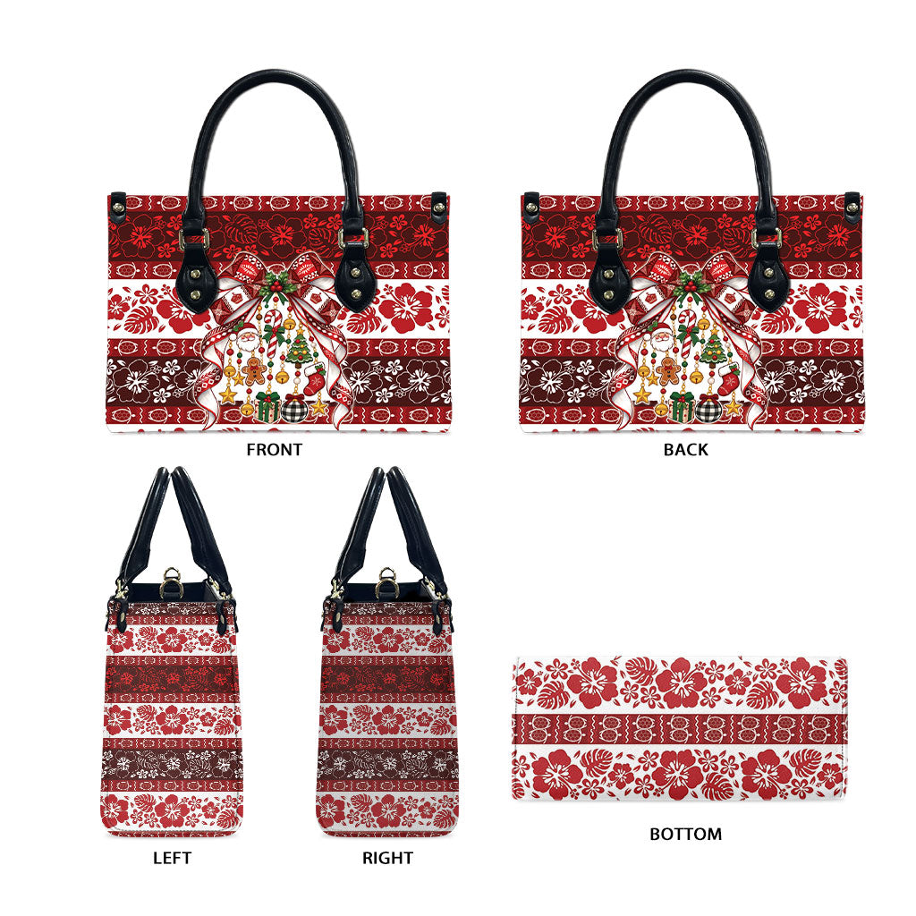Tonga Ngatu Christmas Bow Leather Bag Kilisimasi Fiefia Red Style LT9 - Polynesian Pride
