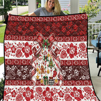Tonga Ngatu Christmas Bow Quilt Kilisimasi Fiefia Red Style LT9 Gold - Polynesian Pride