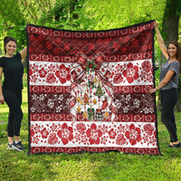 Tonga Ngatu Christmas Bow Quilt Kilisimasi Fiefia Red Style LT9 - Polynesian Pride
