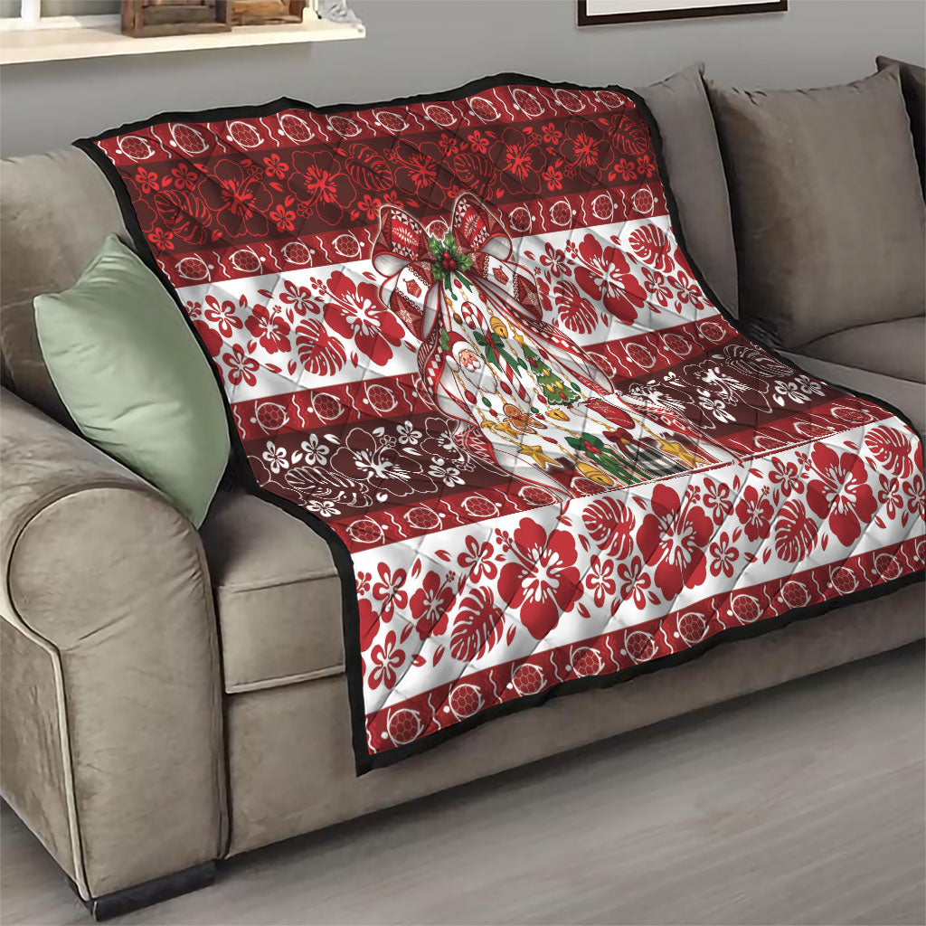 Tonga Ngatu Christmas Bow Quilt Kilisimasi Fiefia Red Style LT9 - Polynesian Pride