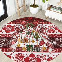 Tonga Ngatu Christmas Bow Round Carpet Kilisimasi Fiefia Red Style LT9 Gold - Polynesian Pride