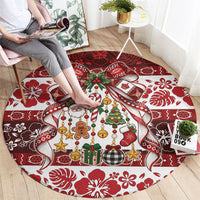 Tonga Ngatu Christmas Bow Round Carpet Kilisimasi Fiefia Red Style LT9 - Polynesian Pride