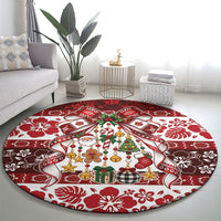 Tonga Ngatu Christmas Bow Round Carpet Kilisimasi Fiefia Red Style LT9 - Polynesian Pride