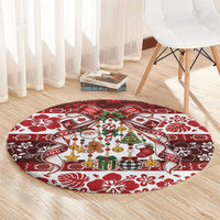 Tonga Ngatu Christmas Bow Round Carpet Kilisimasi Fiefia Red Style LT9 - Polynesian Pride