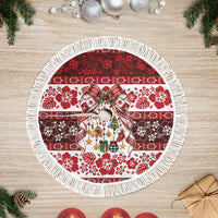 Tonga Ngatu Christmas Bow Tree Skirt Kilisimasi Fiefia Red Style LT9 Fringed Gold - Polynesian Pride