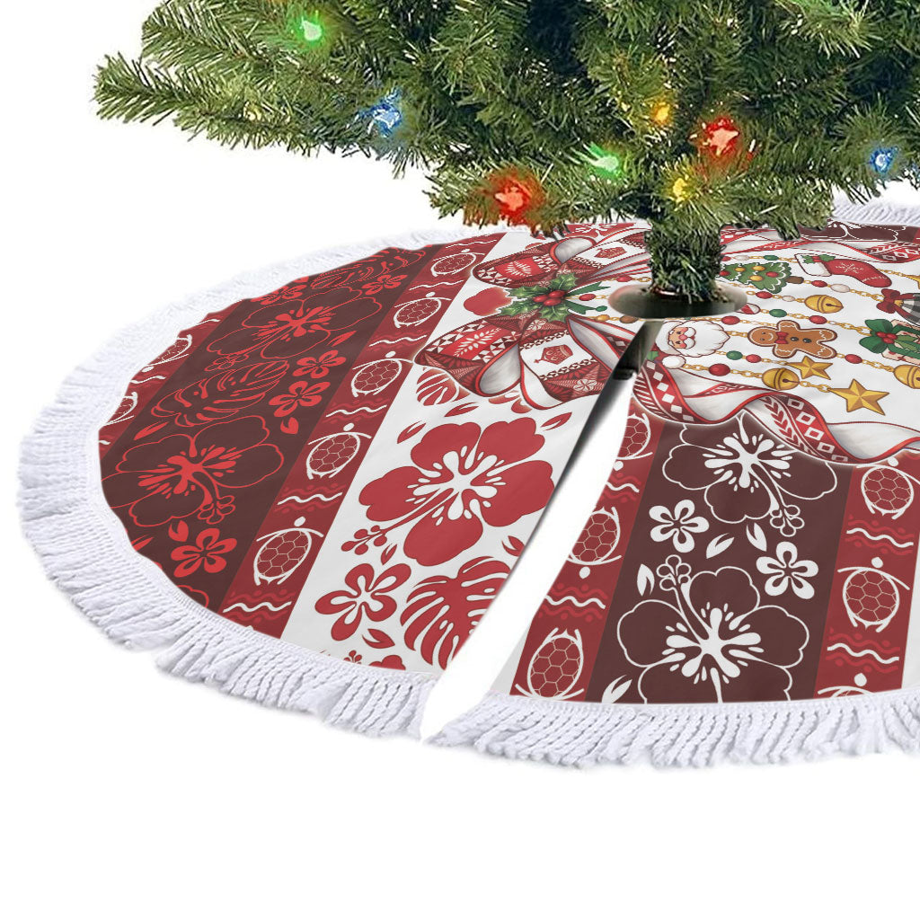 Tonga Ngatu Christmas Bow Tree Skirt Kilisimasi Fiefia Red Style LT9 - Polynesian Pride