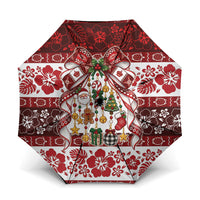 Tonga Ngatu Christmas Bow Umbrella Kilisimasi Fiefia Red Style LT9 One Size Folded 11.42 inch Opened Diameter 37.4 inch Gold - Polynesian Pride