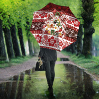 Tonga Ngatu Christmas Bow Umbrella Kilisimasi Fiefia Red Style LT9 - Polynesian Pride