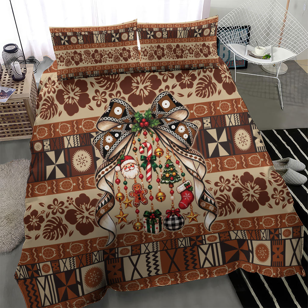 Fiji Masi Christmas Bow Bedding Set Fijian Tribal inspired Christmas LT9 - Polynesian Pride