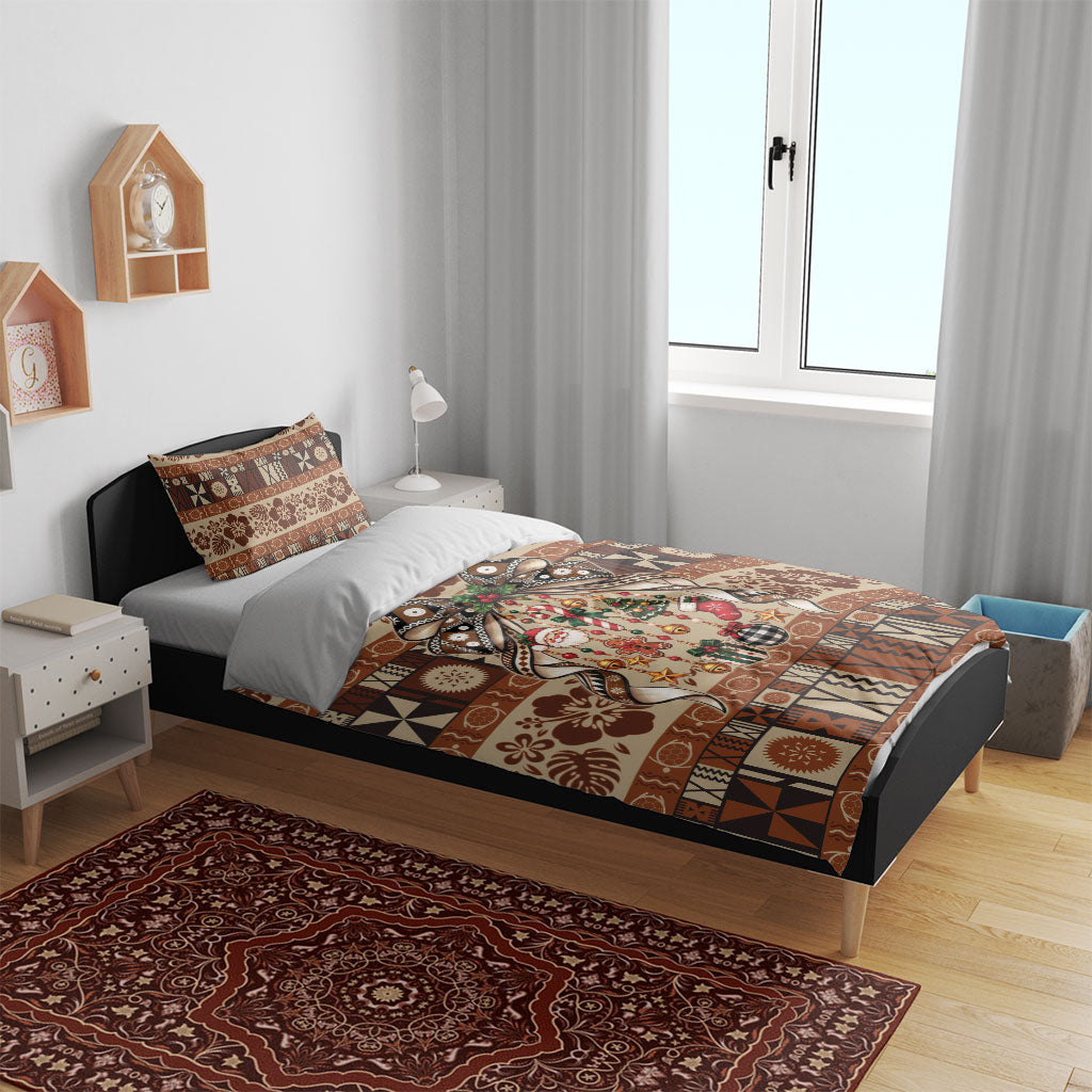 Fiji Masi Christmas Bow Bedding Set Fijian Tribal inspired Christmas LT9 - Polynesian Pride