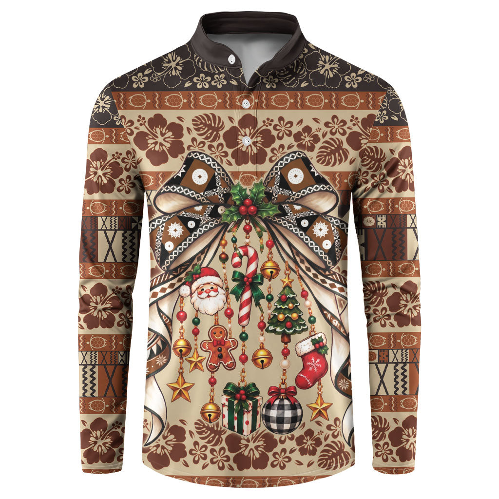 Fiji Masi Christmas Bow Button Sweatshirt Fijian Tribal inspired Christmas LT9 Red - Polynesian Pride