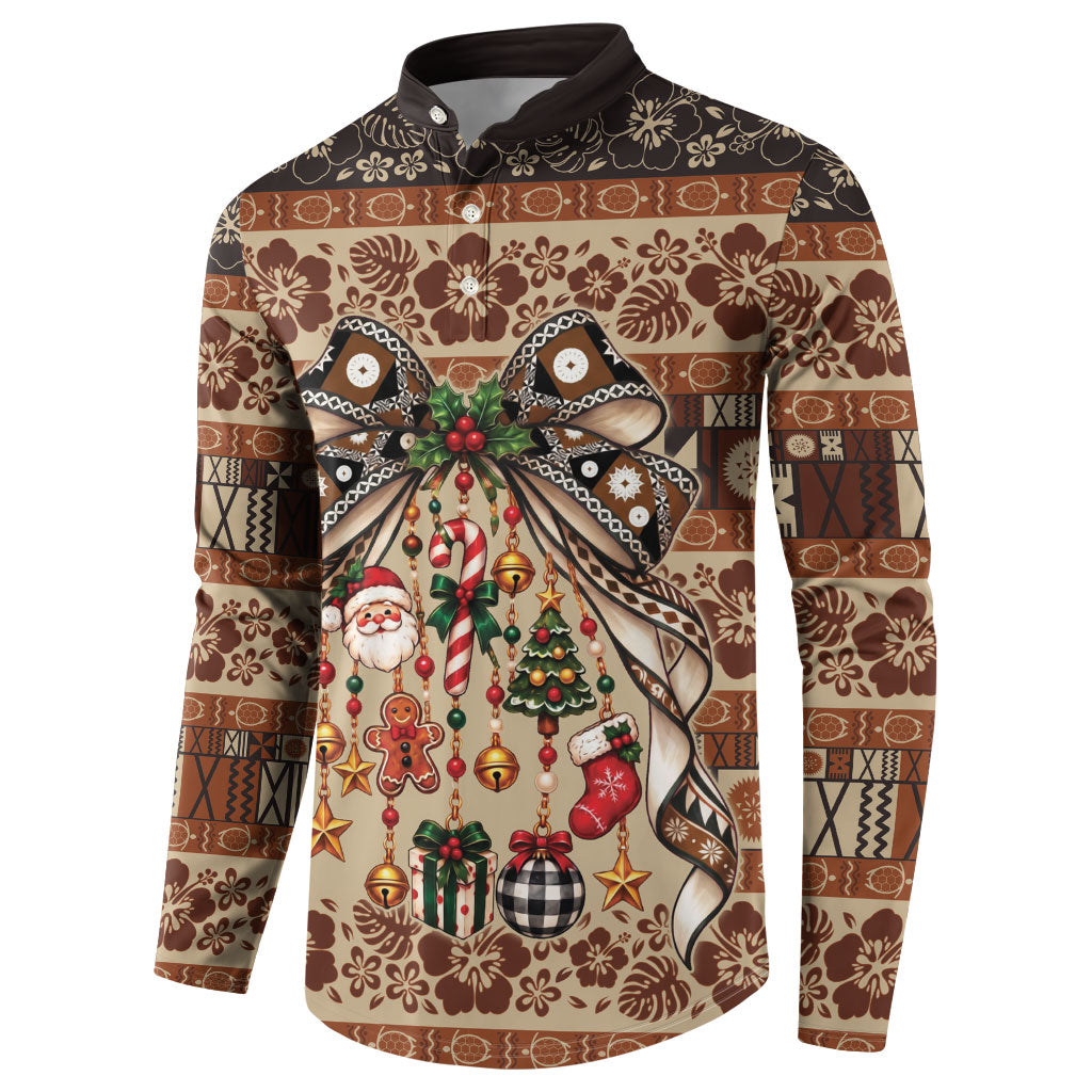 Fiji Masi Christmas Bow Button Sweatshirt Fijian Tribal inspired Christmas LT9 - Polynesian Pride