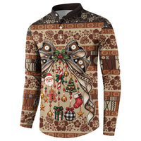 Fiji Masi Christmas Bow Button Sweatshirt Fijian Tribal inspired Christmas LT9 - Polynesian Pride