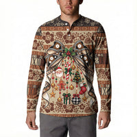 Fiji Masi Christmas Bow Button Sweatshirt Fijian Tribal inspired Christmas LT9 - Polynesian Pride