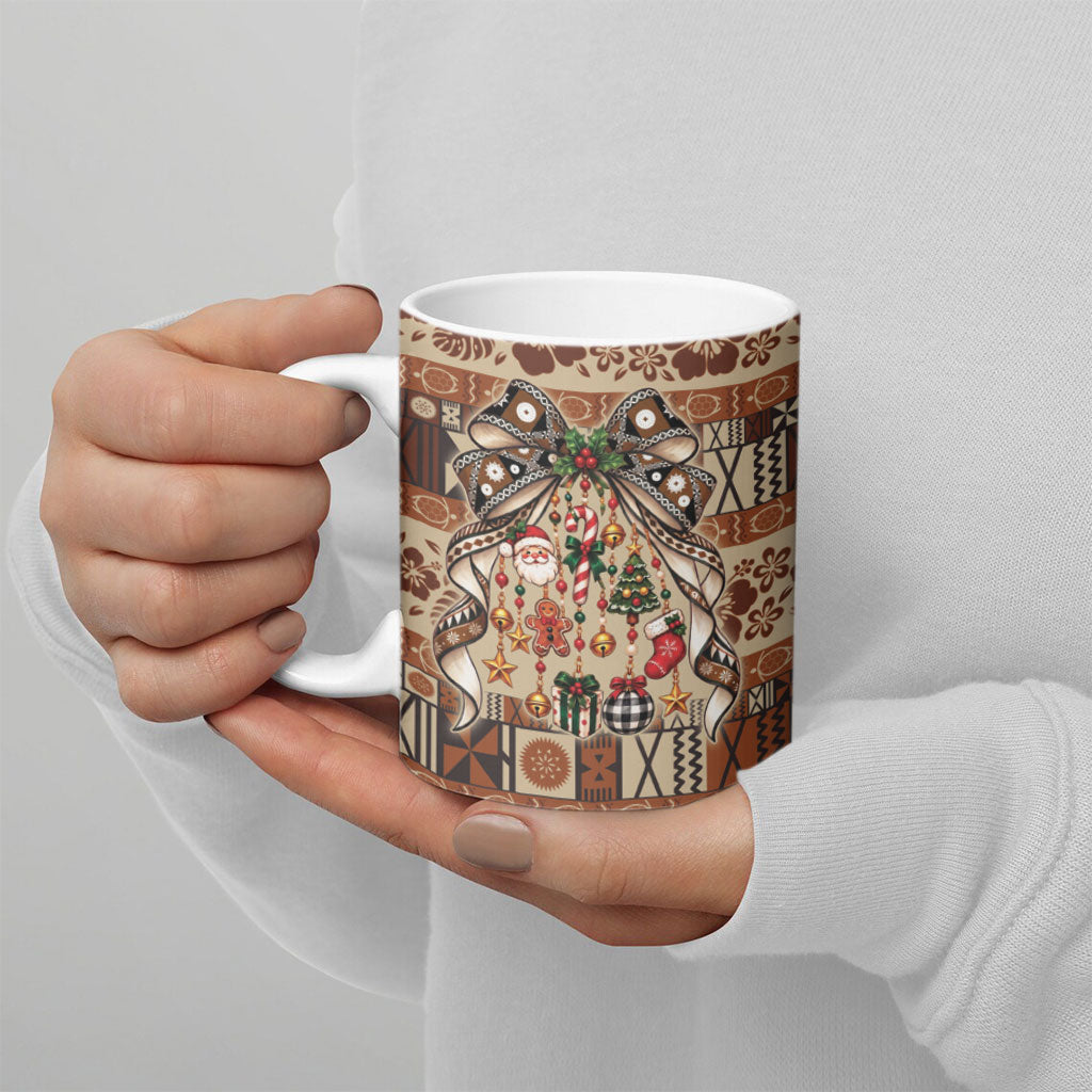 Fiji Masi Christmas Bow Ceramic Mug Fijian Tribal inspired Christmas LT9 - Polynesian Pride