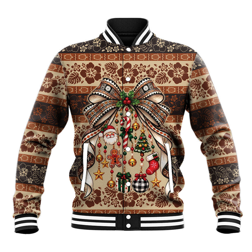 Fiji Masi Christmas Bow Baseball Jacket Marau na Kerisimasi LT9 Unisex Red - Polynesian Pride