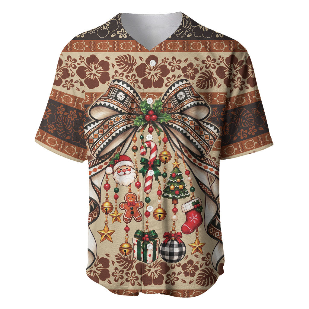 Fiji Masi Christmas Bow Baseball Jersey Marau na Kerisimasi LT9 Red - Polynesian Pride