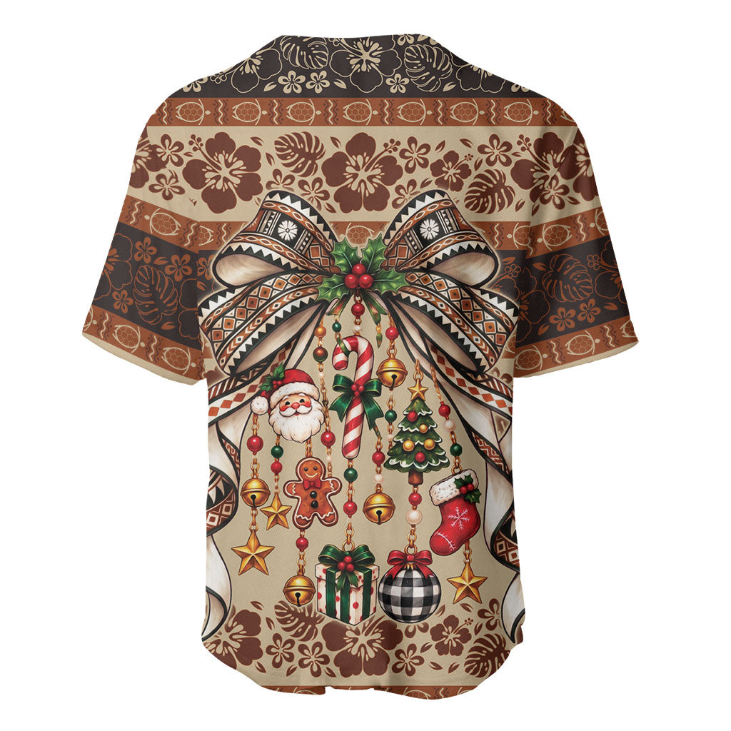 Fiji Masi Christmas Bow Baseball Jersey Marau na Kerisimasi LT9 - Polynesian Pride