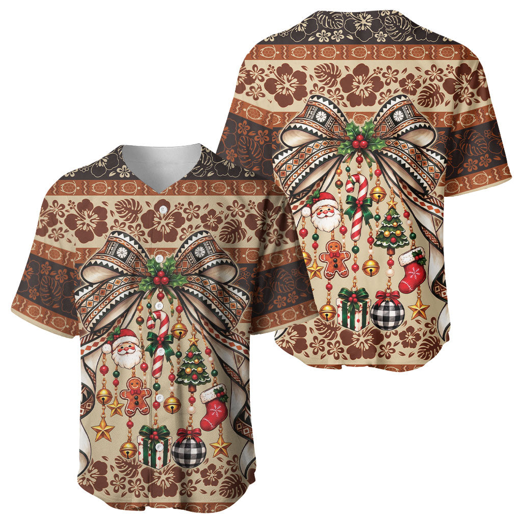 Fiji Masi Christmas Bow Baseball Jersey Marau na Kerisimasi LT9 - Polynesian Pride