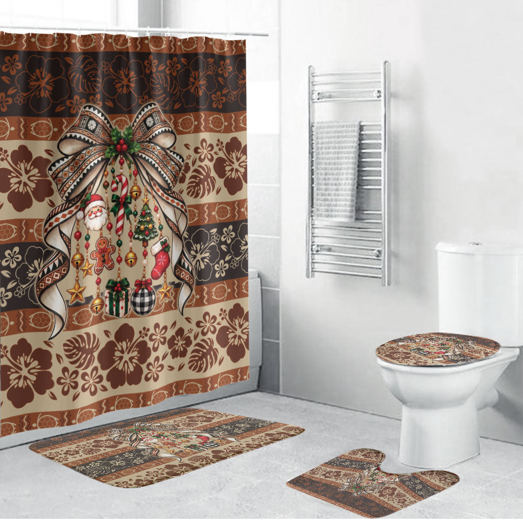 Fiji Masi Christmas Bow Bathroom Set Marau na Kerisimasi LT9 Bathroom Set (4 pcs) Red - Polynesian Pride
