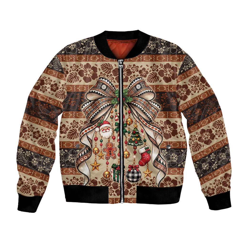 Fiji Masi Christmas Bow Bomber Jacket Marau na Kerisimasi LT9 Unisex Red - Polynesian Pride