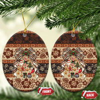 Fiji Masi Christmas Bow Ceramic Ornament Marau na Kerisimasi LT9 Oval Red - Polynesian Pride