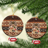 Fiji Masi Christmas Bow Ceramic Ornament Marau na Kerisimasi LT9 Circle Red - Polynesian Pride