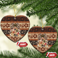 Fiji Masi Christmas Bow Ceramic Ornament Marau na Kerisimasi LT9 Heart Red - Polynesian Pride
