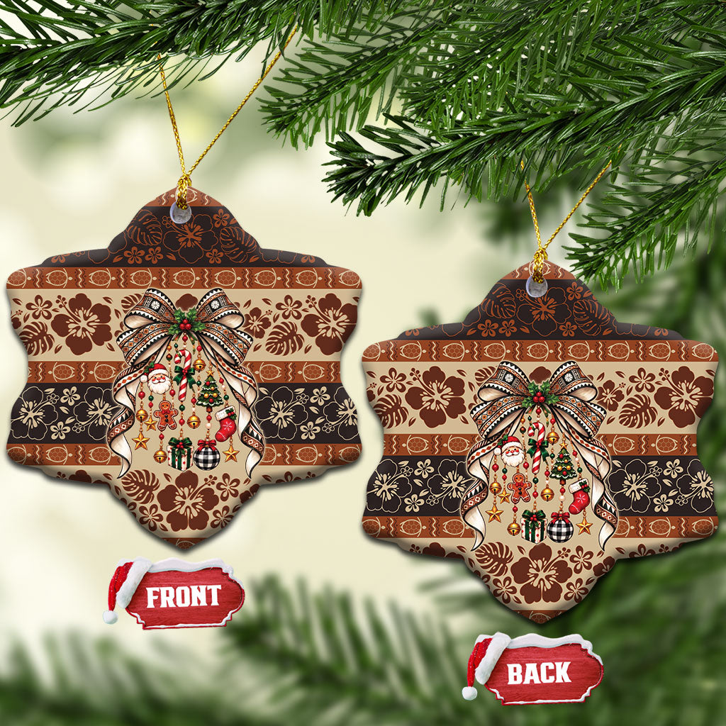 Fiji Masi Christmas Bow Ceramic Ornament Marau na Kerisimasi LT9 Snow Flake Red - Polynesian Pride