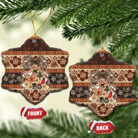 Fiji Masi Christmas Bow Ceramic Ornament Marau na Kerisimasi LT9 Snow Flake Red - Polynesian Pride