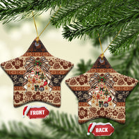 Fiji Masi Christmas Bow Ceramic Ornament Marau na Kerisimasi LT9 Star Red - Polynesian Pride