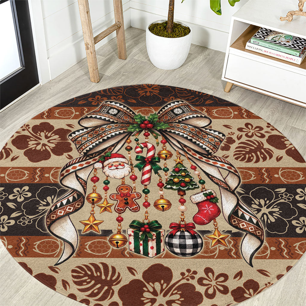 Fiji Masi Christmas Bow Round Carpet Marau na Kerisimasi LT9 Red - Polynesian Pride