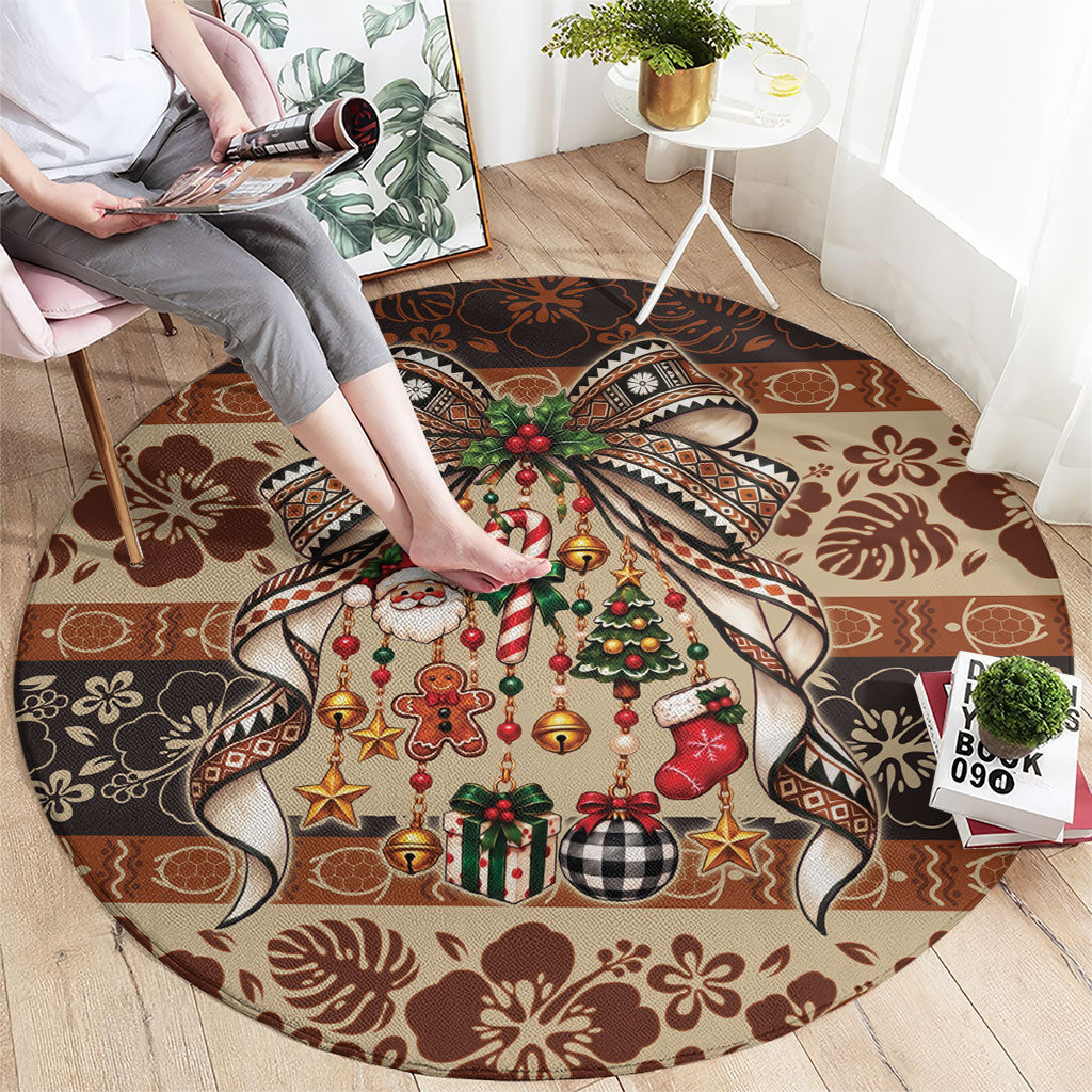 Fiji Masi Christmas Bow Round Carpet Marau na Kerisimasi LT9 - Polynesian Pride