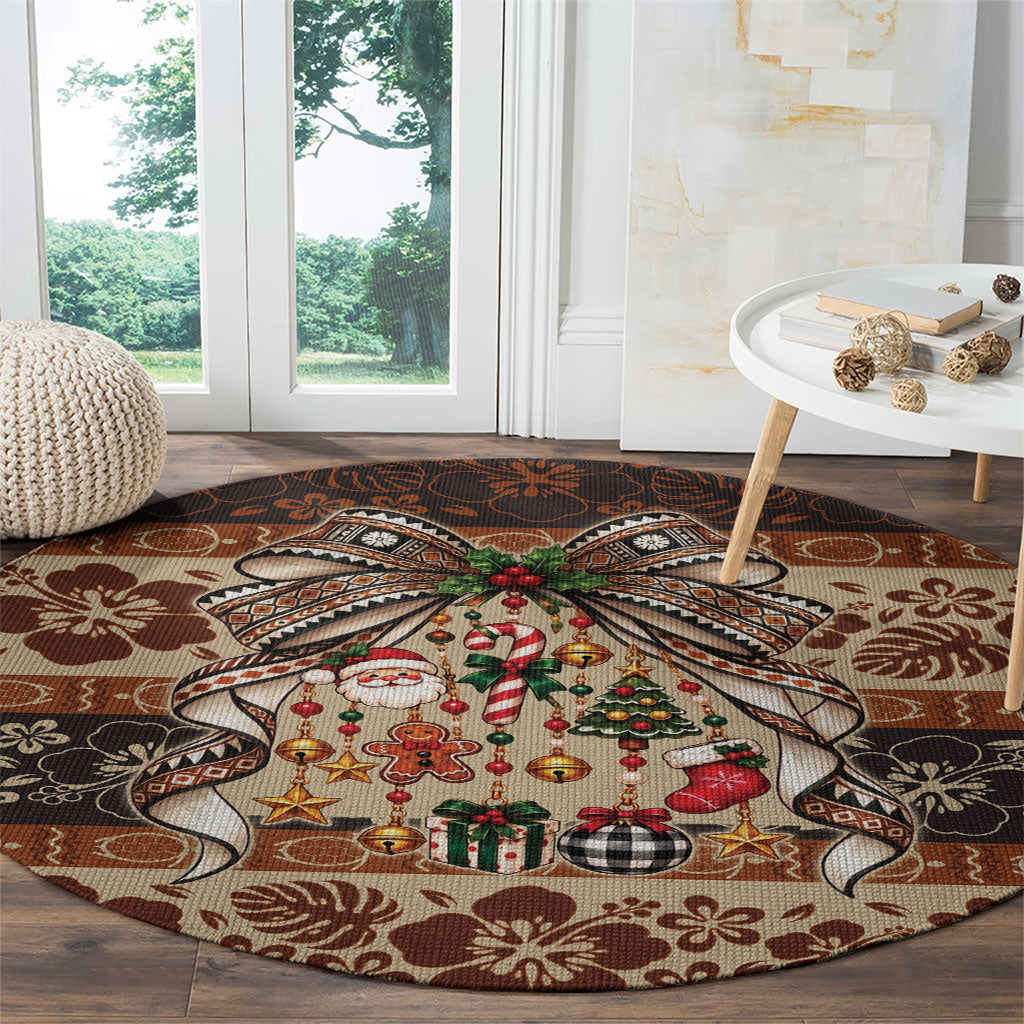 Fiji Masi Christmas Bow Round Carpet Marau na Kerisimasi LT9 - Polynesian Pride