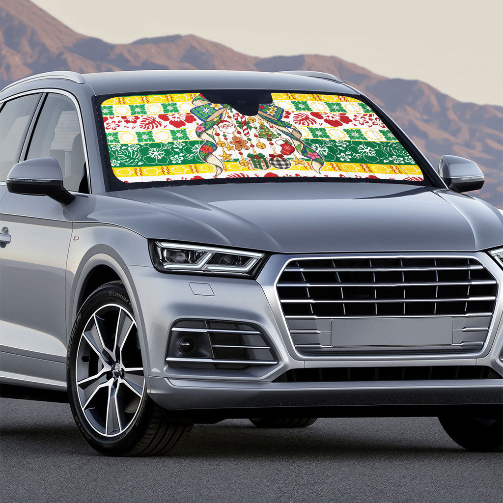 Cook Islands Tīvaevae Christmas Bow Auto Sun Shade Mere Kiritimiti LT9 - Polynesian Pride