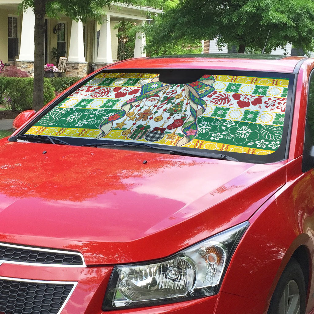 Cook Islands Tīvaevae Christmas Bow Auto Sun Shade Mere Kiritimiti LT9 - Polynesian Pride
