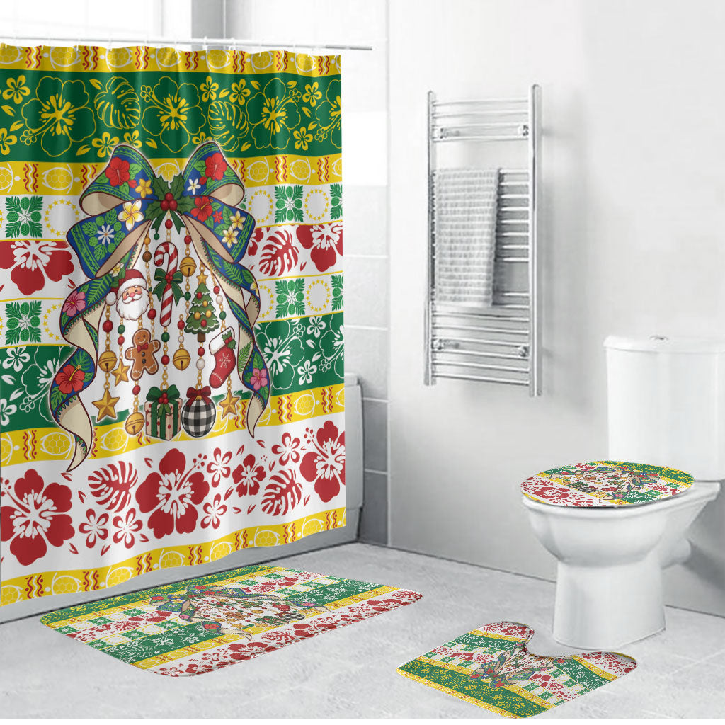 Cook Islands Tīvaevae Christmas Bow Bathroom Set Mere Kiritimiti LT9 Bathroom Set (4 pcs) Multicolor - Polynesian Pride