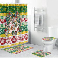 Cook Islands Tīvaevae Christmas Bow Bathroom Set Mere Kiritimiti LT9 Bathroom Set (4 pcs) Multicolor - Polynesian Pride