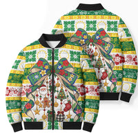 Cook Islands Tīvaevae Christmas Bow Bomber Puffer Jacket Mere Kiritimiti LT9 - Polynesian Pride